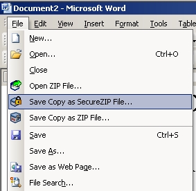 SecureZip intégré à Word